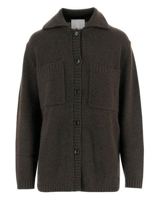 Allude Black Buttoned Patch-Pocket Cardigan