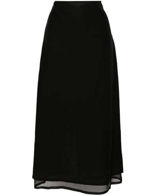 Falda larga con dobladillo recto Fabiana Filippi de color Black