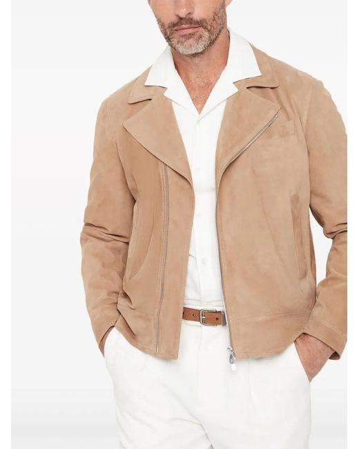 Brunello Cucinelli Natural Biker Jacket for men