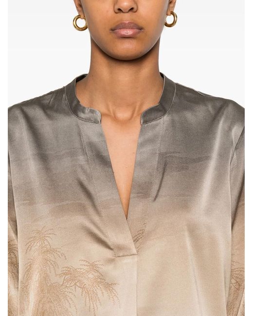 Pierre Louis Mascia Natural Illustration-Print Blouse