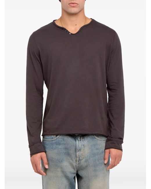 Zadig & Voltaire Purple Monsatir Henley T-Shirt for men