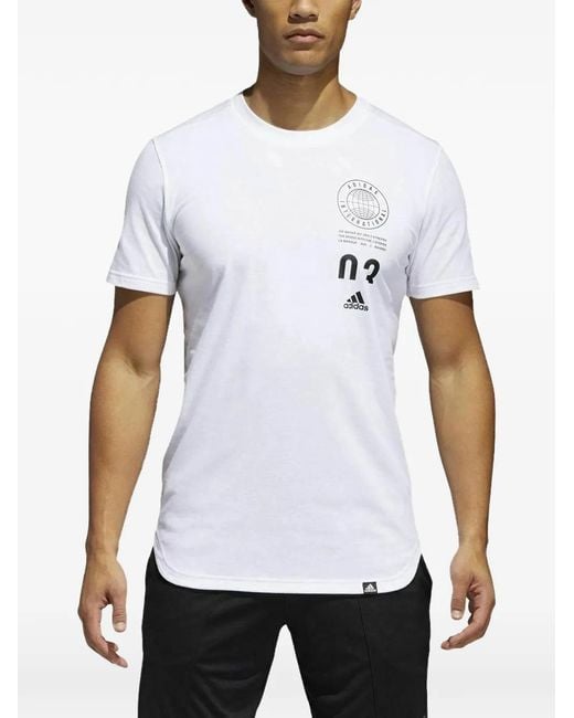 Adidas White Crew-Neck T-Shirt for men