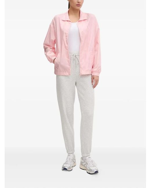 Guess Pink Logo-Print Zip-Up Jacket