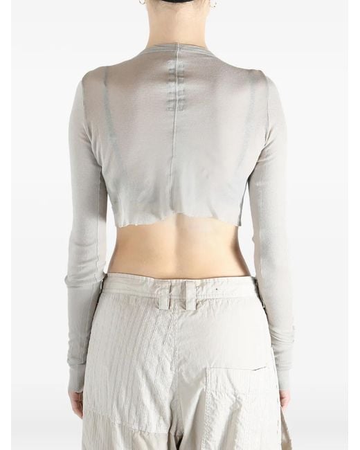 Rick Owens White Long-Sleeved Cropped Top