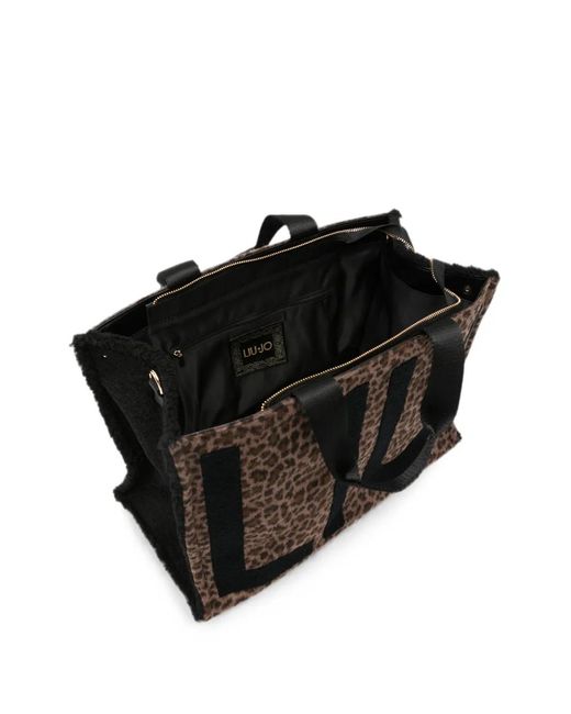 Liu Jo Black Leopard-Print Tote Bag