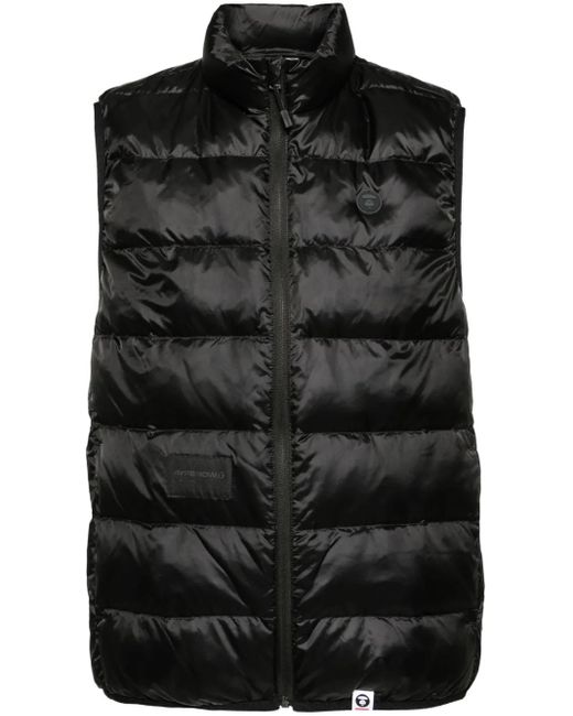 Aape By A Bathing Ape Black Logo-Patch Padded Gilet for men