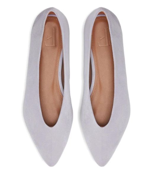 Flattered Gray Pointed-Toe Suede Flat Pumps