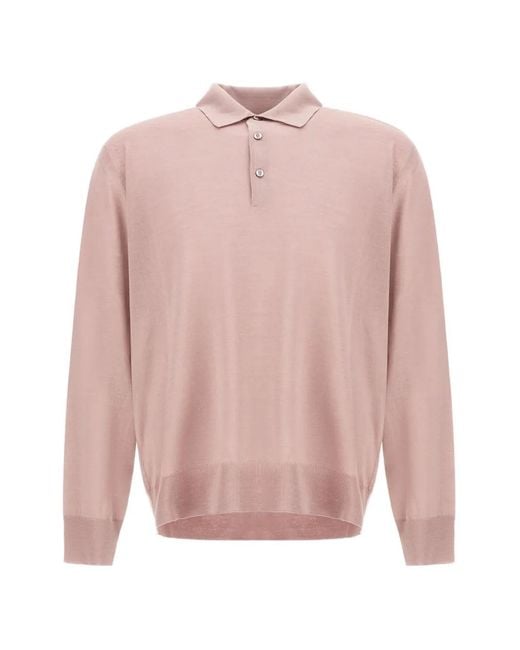 Herno Pink Long-Sleeve Polo Shirt for men