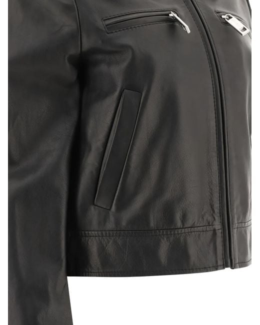 Max Mara Black Zip-Up Leather Jacket