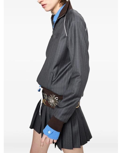 Chaqueta de rayas diplomáticas Miu Miu de color Gray