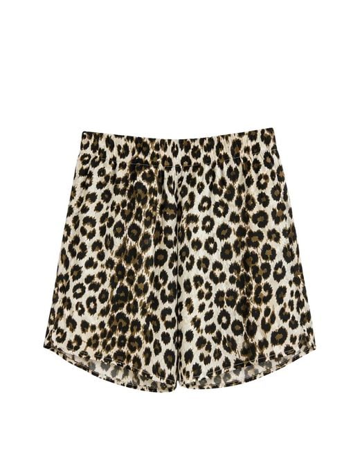 Jucca Black Leopard-Print Elasticated Shorts