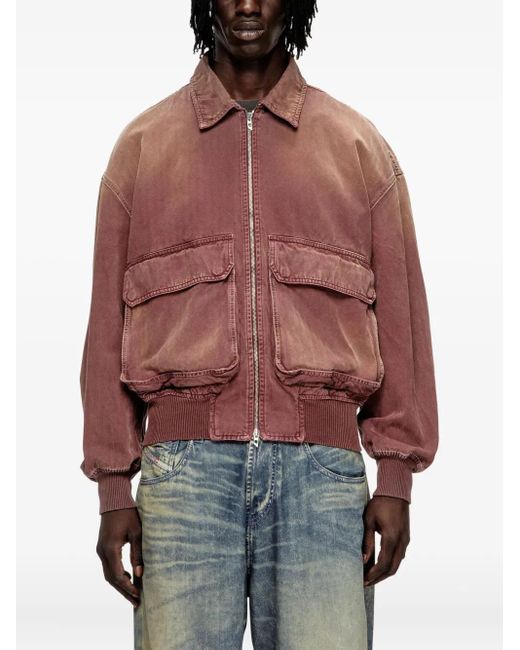 DIESEL Red Flap-Pockets Cotton Denim Jacket