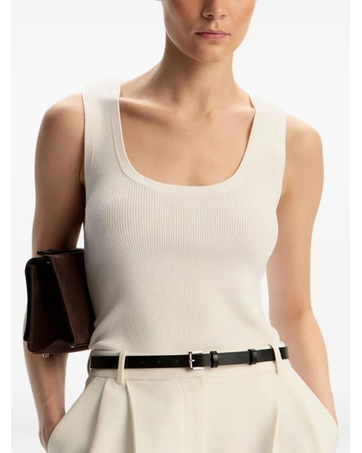 12 STOREEZ White Square-Neck Tank Top