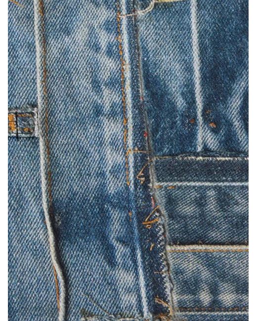 Roberto Cavalli Blue Denim Patchwork Chain Shoulder Bag
