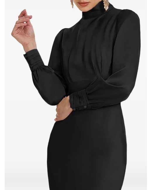 Framboise Black Jacob Mock-Neck Midi Dress