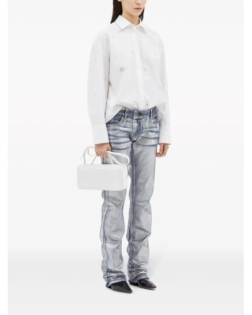 MSGM Blue Metallic Demin Pants