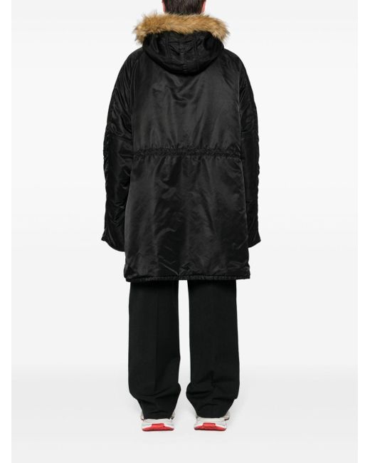 Balenciaga Black Hooded Padded Parka Coat for men
