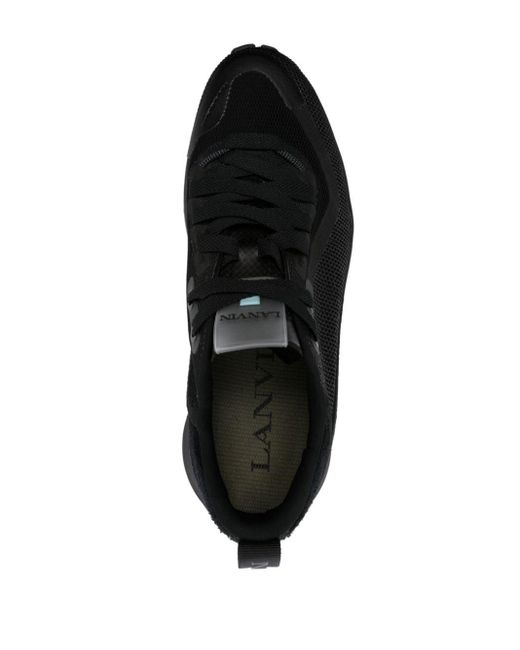 Lanvin Black Logo-Detail Mesh Sneakers for men