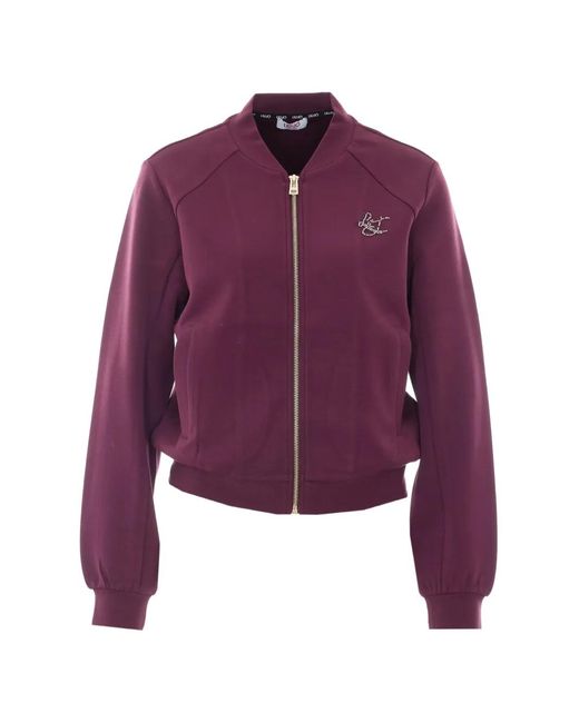 Liu Jo Purple Sequin-Embellished Zip-Up Sweater
