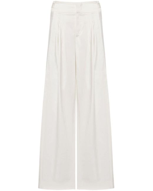 Alberta Ferretti White Wide-leg Cotton Trousers