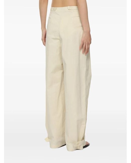 Low Classic Natural Double Belted Point Trousers