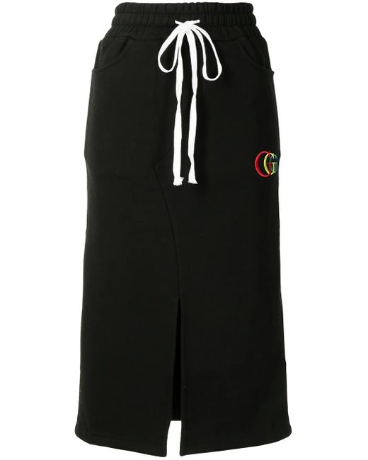 goodboy Black Logo-Embroidered Jersey Midi Skirt