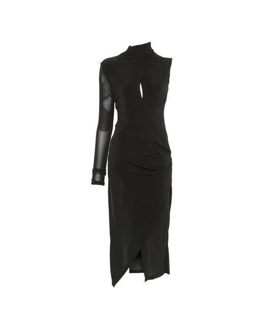 Pinko Black Cadillac Asymmetric Cut-Out Midi Dress