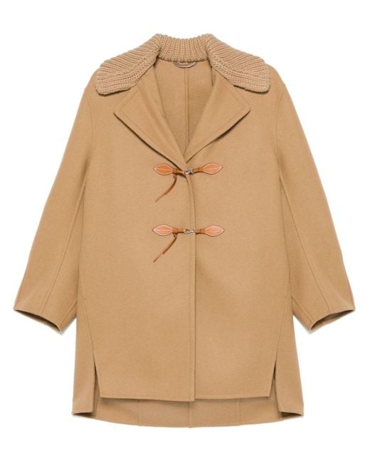 Ermanno Scervino Natural Ribbed-Collar Coat