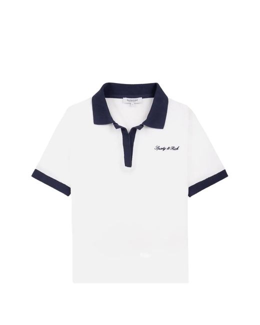 Sporty & Rich Blue Signature Logo Terry T-Shirt