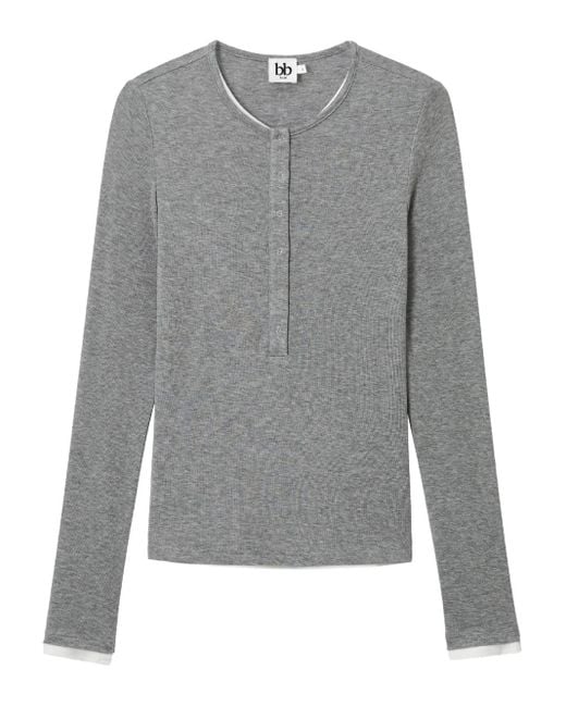 B+ AB Gray Henley Long-Sleeve Top
