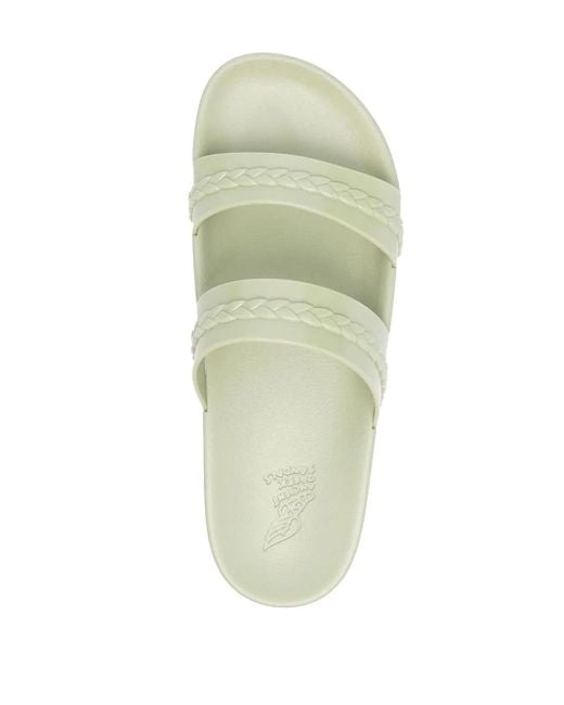 Ancient Greek Sandals Green Meli Double-Strap Slides