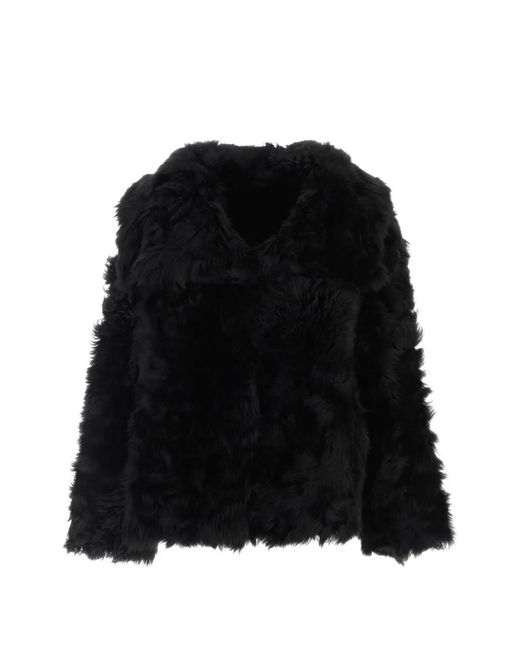 SANTORO Black Shearling-Texture Jacket
