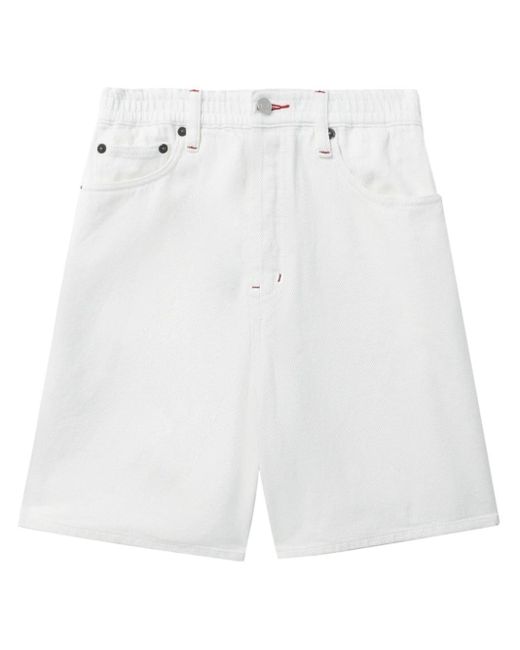 Still Here White Elasticated-waist Denim Shorts