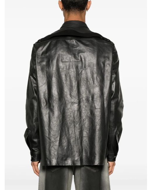 Chaqueta de cuero Rick Owens de hombre de color Black