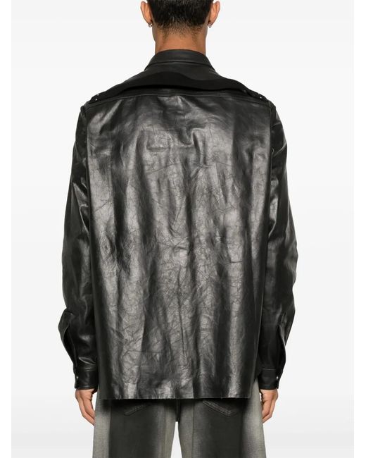 Rick Owens Black Leather Jacket for men