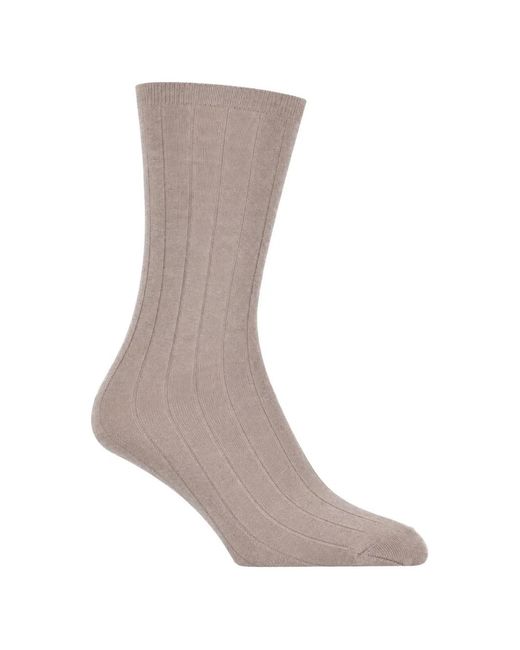 LA ROSE Gray Ribbed-Knit Socks