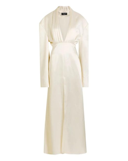 A.W.A.K.E. MODE White V-Neck Long-Sleeve Midi Dress