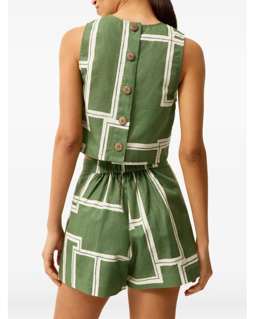 Marie Oliver Green Fallon Geometric-Print Top