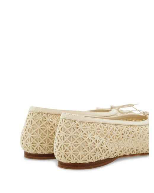Ferragamo Natural Macramé Lace Ballet Flats