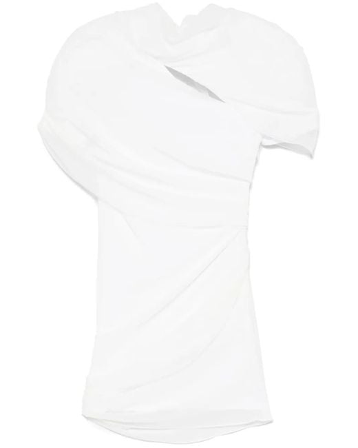 Jacquemus White Castagna Cutout Draped Chiffon Mini Dress