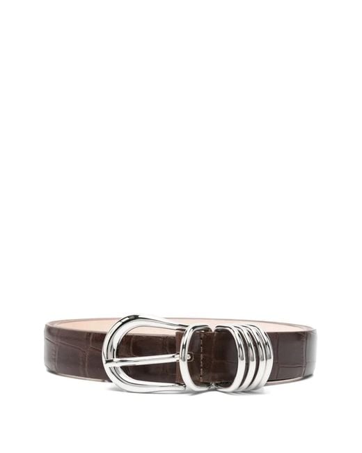 DEHANCHE White Hollyhock Alligator-Embossed Leather Belt