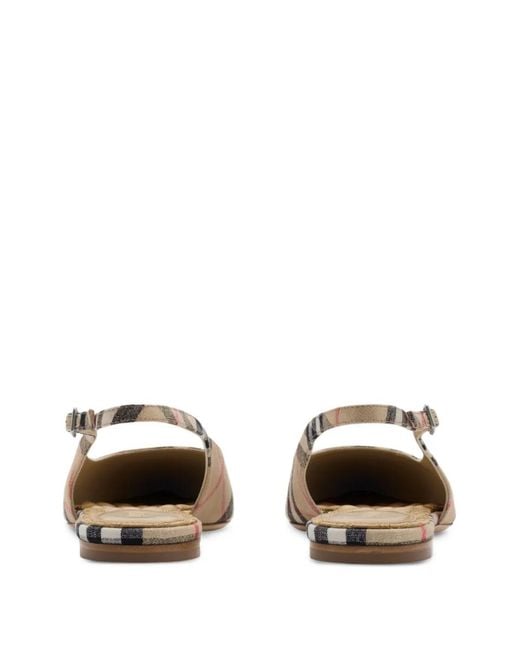 Burberry White Check Dame Slingback Ballerinas