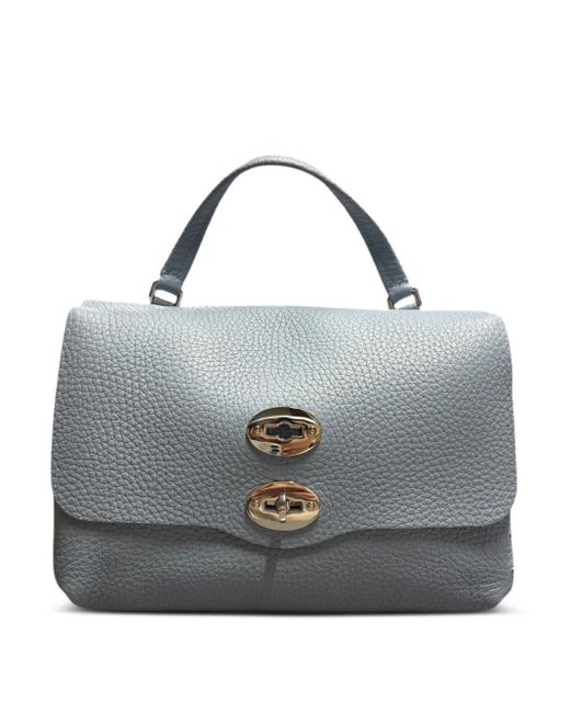 Zanellato Gray Double-Clasp Leather Clutch Bag