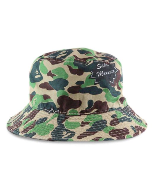 SAINT Mxxxxxx Green X A Bathing Ape Cotton Bucket Hat for men