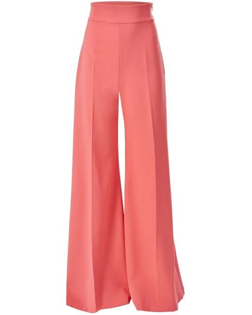 Carolina Herrera Red High-Waisted Wide-Leg Trousers