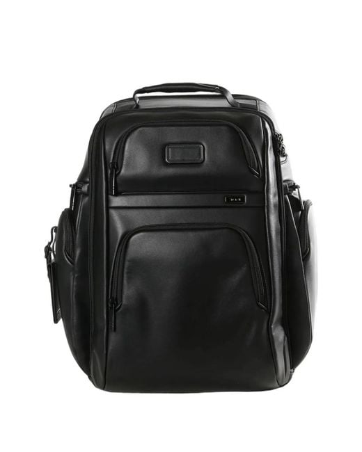 Tumi Black Leather Laptop Backpack