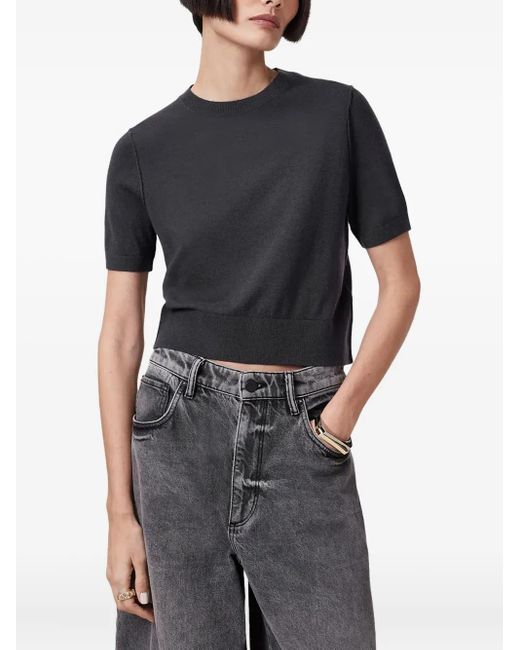 AllSaints Gray Short-Sleeve Crew-Neck Top