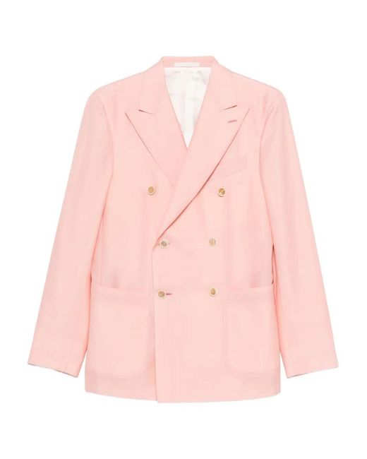 Caruso Pink Aida Double-Breasted Pocket Blazer for men