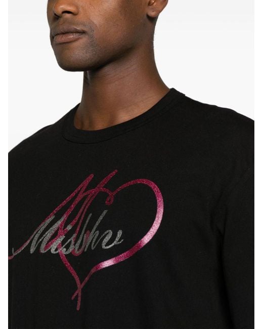 M I S B H V Black Logo-print Glitter-embellished T-shirt for men