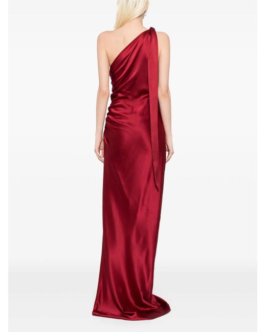 Michelle Mason アシンメトリー シルクドレス Red